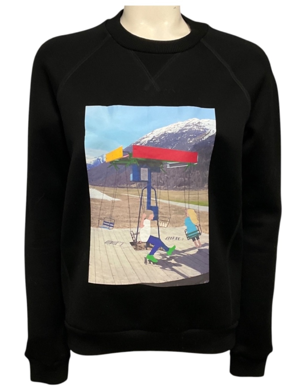 PLAN C BLACK MULTI GRAPHIC PRINT COTTON SWEATSHIRT